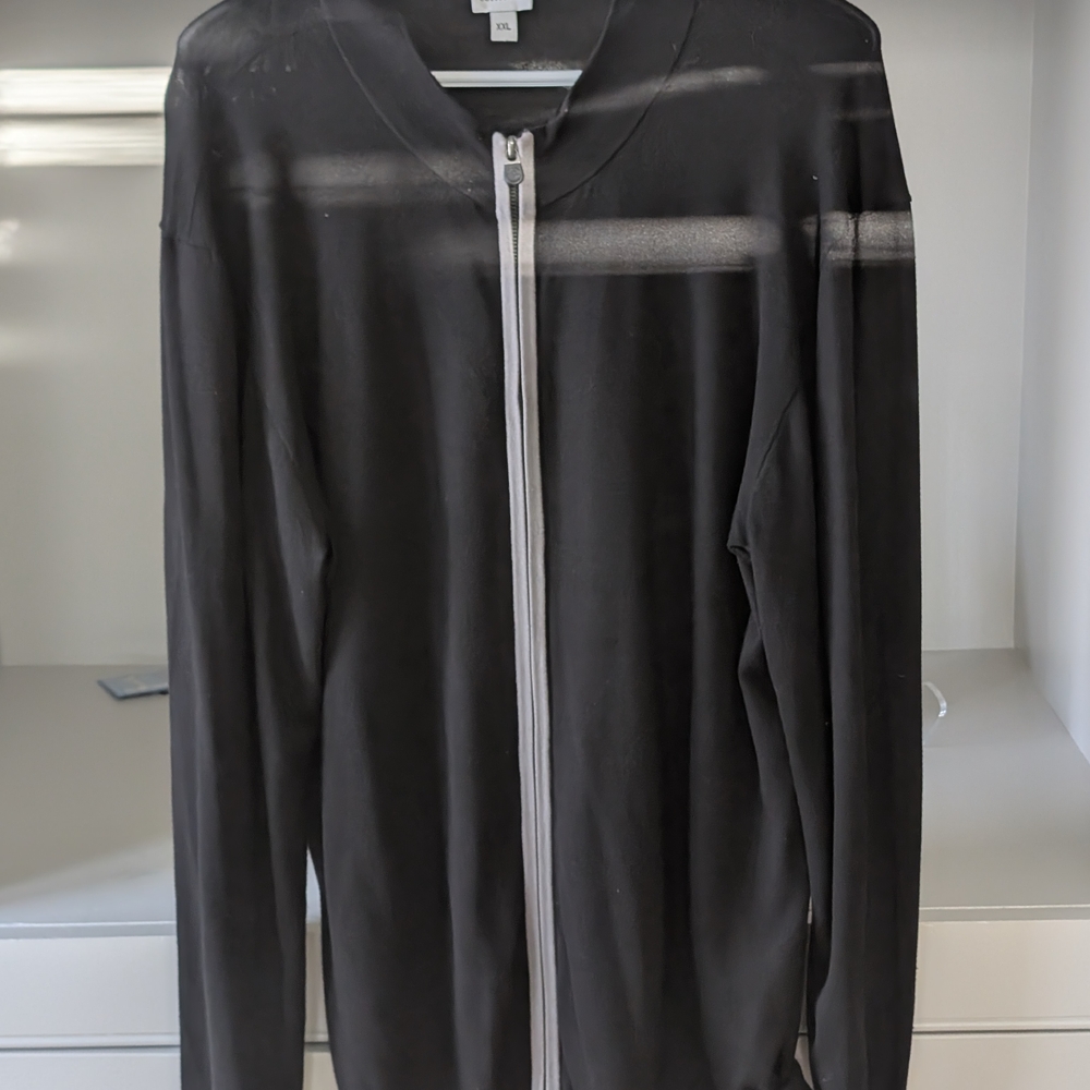 Black Zip-Up Sweater with Relaxed Fit